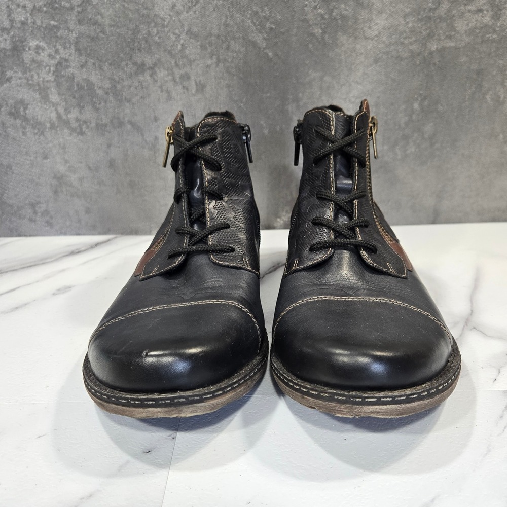Remonte Rieker Ankle Boots Womens 11 EU 43 Black Leather Lace Up Zip Comfort - Picture 7 of 11